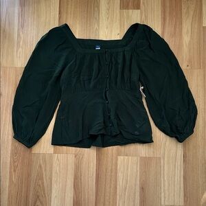 Old Navy Women’s Green Puff Sleeve Front Blouse Sz S